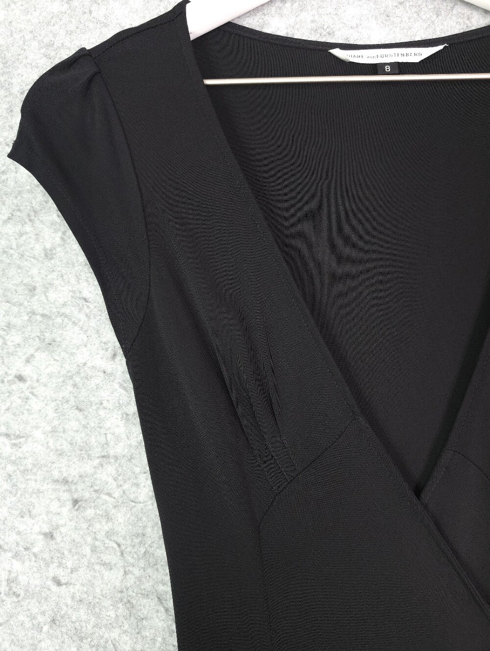 Diane Von Furstenberg Black Cap-Sleeve Wrap Midi Dress - Picture 3 of 10